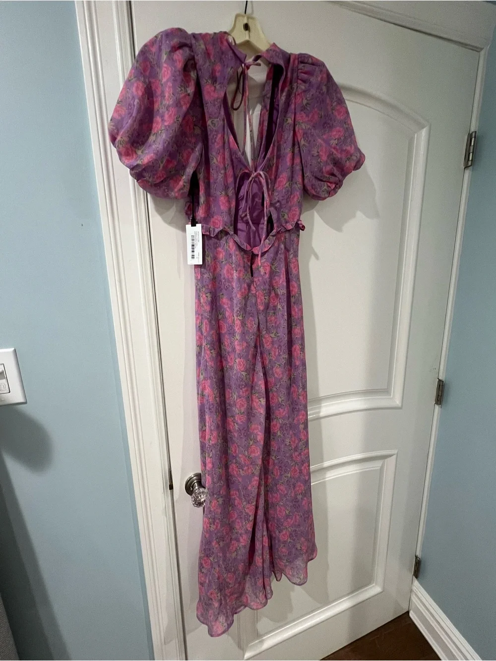 NWT Astr Floral Purple Maxi Dress with Pink Blooms - Picture 2 of 5